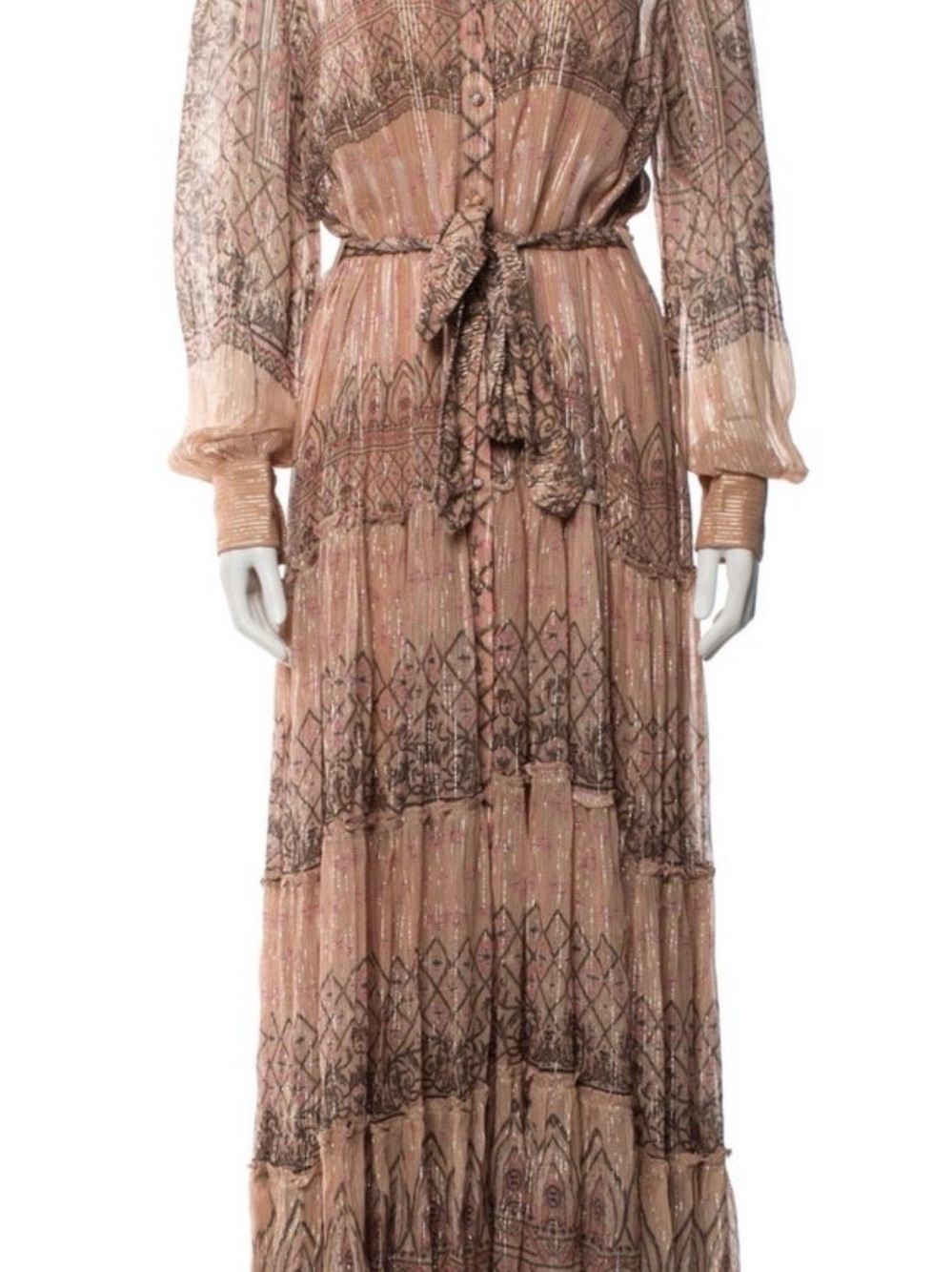 HEMANT & NANDITA Blush Pink Lace Tiered Maxi Dress - Picture 6 of 6